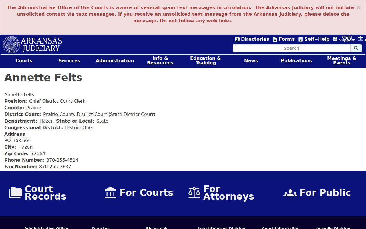 Prairie County court dates Hazen District Court clerk listing