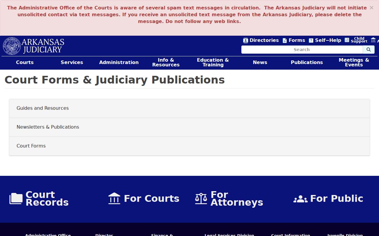 Prairie County case lookup links to Arkansas court forms