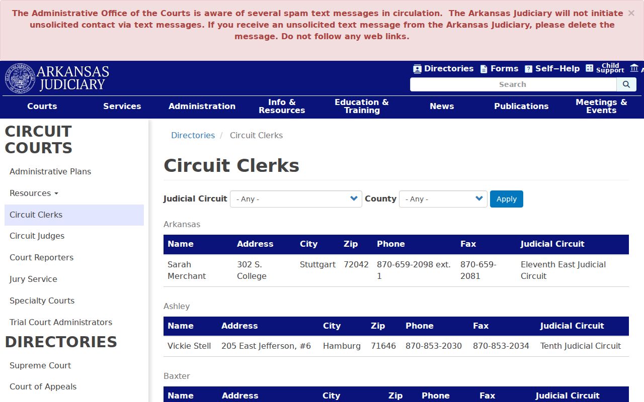 Prairie County court record search Circuit Clerk directory