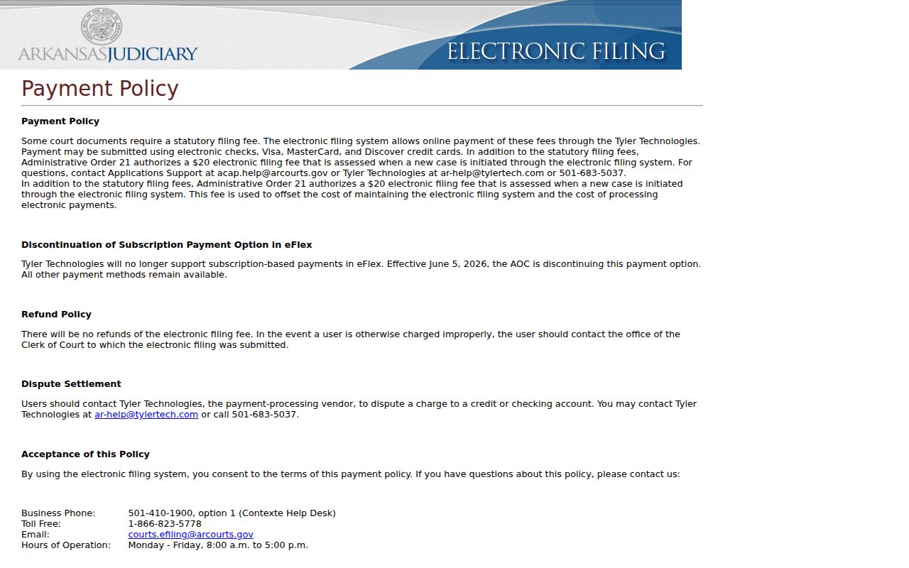 Prairie County court records eFlex payment policy