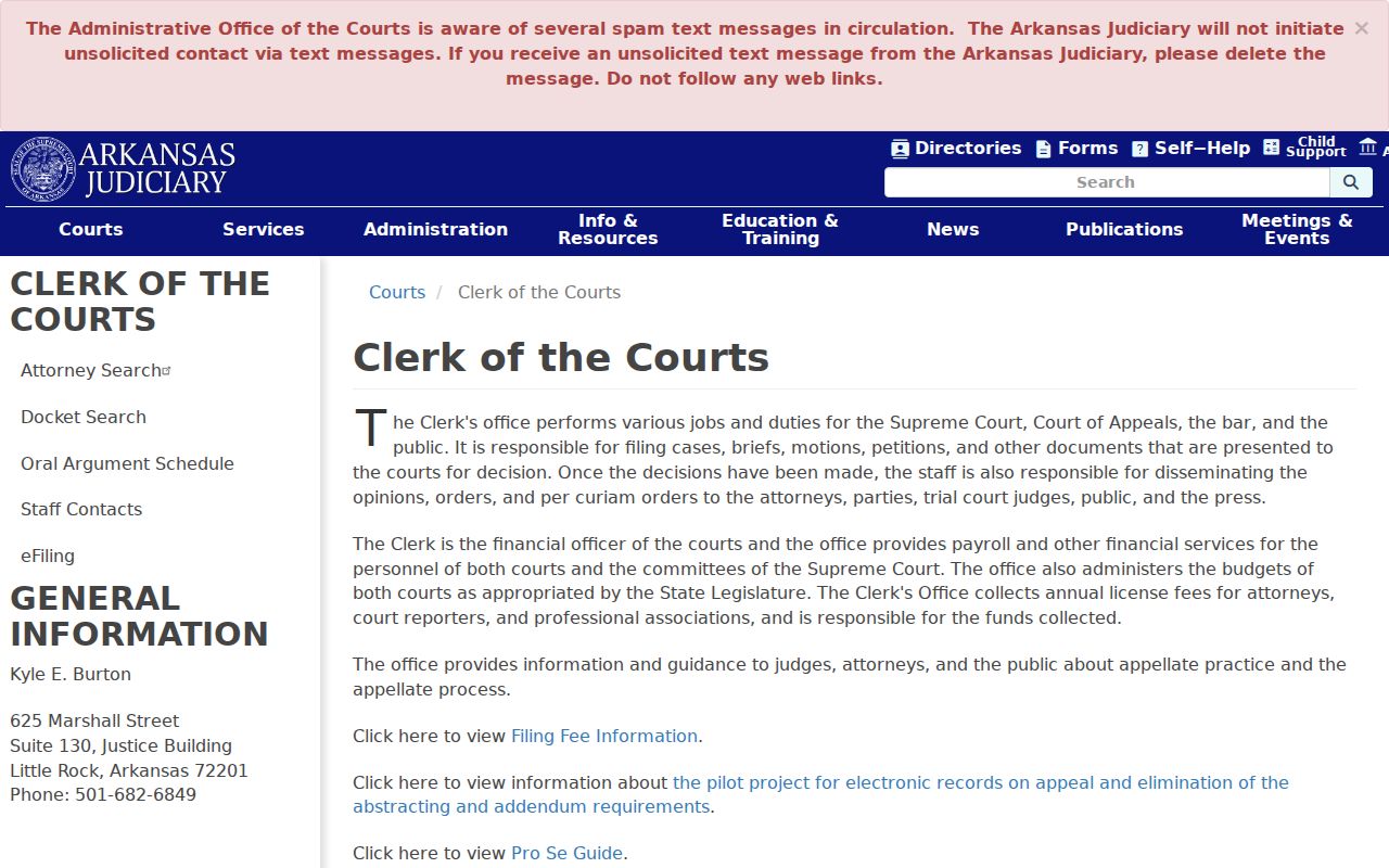 Prairie County criminal docket Arkansas appellate clerk information