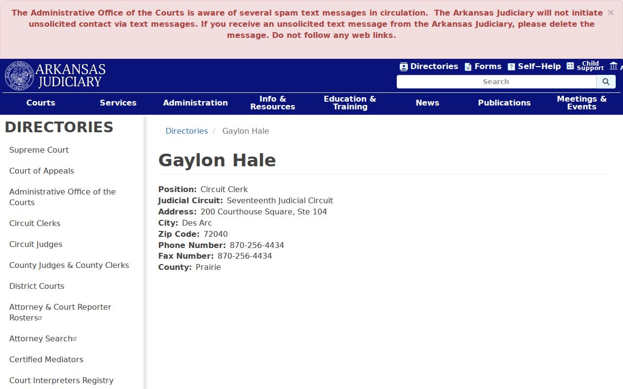 Prairie County court docket Circuit Clerk listing